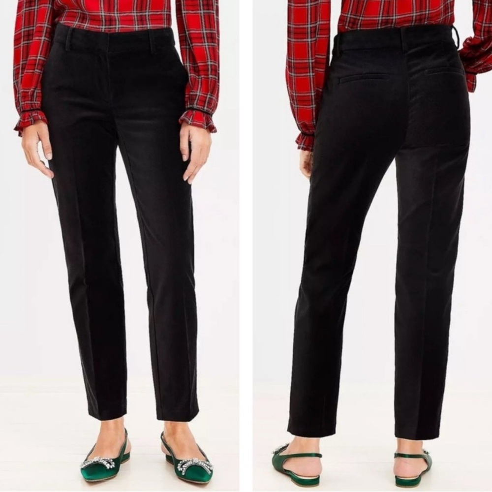 NEW $90 Ann Taylor LOFT Riviera Slim Pant Black Velvet 0P